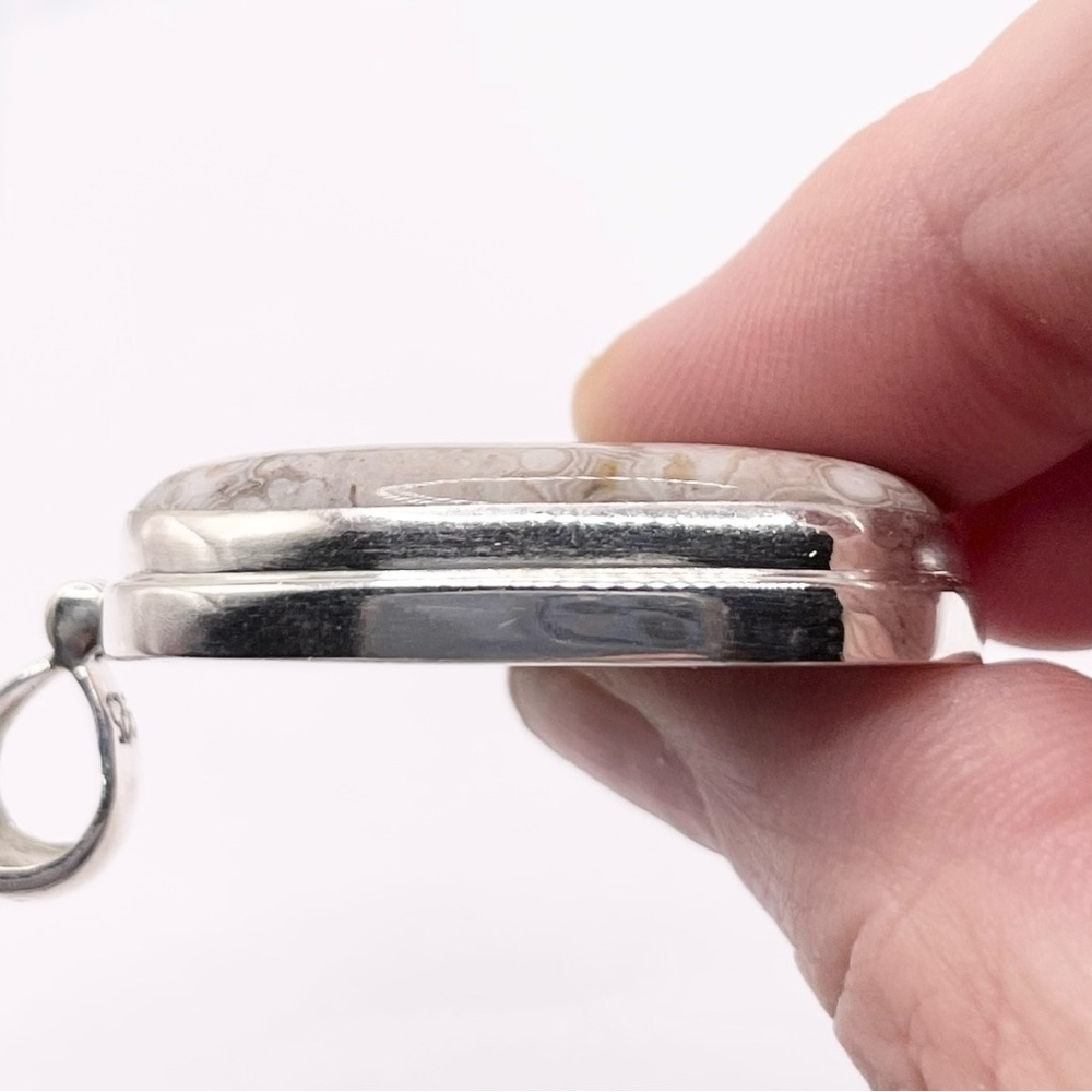 Large Ocean Jasper 925 Solid Sterling Silver Pend… - image 5